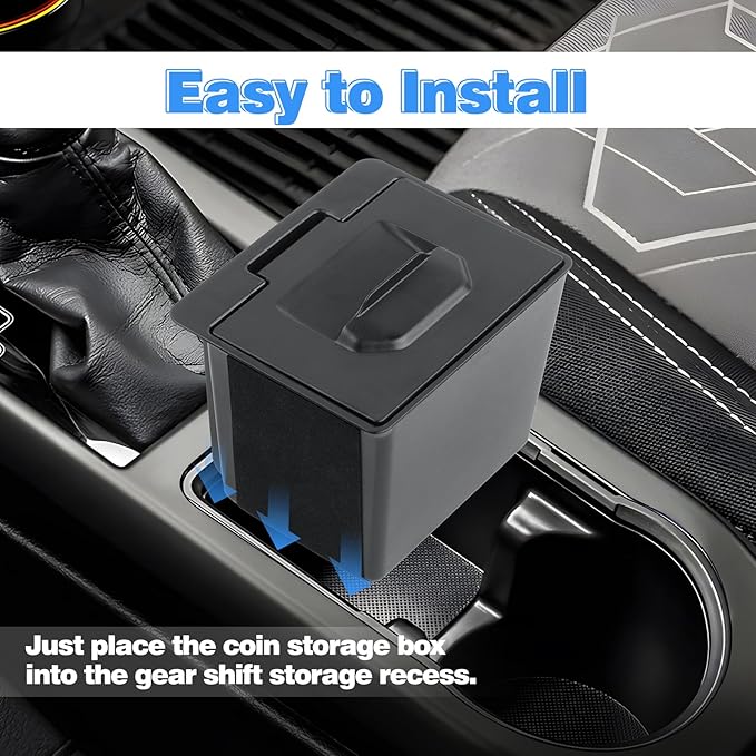 Karltys Center Console Coin Box Organizer with Coin Slot, ABS Material Car Coin Holder for Toyota Tacoma 2016-2023 Interior Accessories, Piggy Bank Gear Shift Organizer