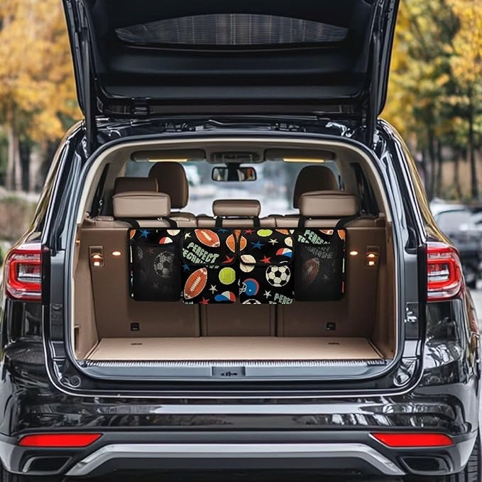Sports Balls Trunk Organizer Suv Back Seat Car Organizer Foldable Car Organization Women Hanging Backseat Car Organizer,Space Saving Expert