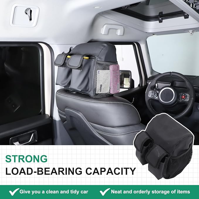 Car Seat Headrest Organizer Compatible with INEOS Grenadier 2020-2024, Waterproof PU Leather Seat Headrest Storage Bag Road Trip Essentials Auto Accessories