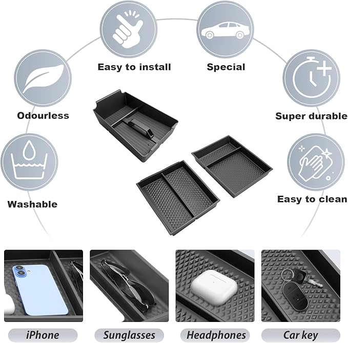 SKTU 3-Pack for 2025 2026 Nissan Murano Center Console Organizer for 2025 2026 Nissan Murano Console Tray & Lower Console Organizer 2025 2026 Murano Under Tray Nissan Murano 2025 2026 Accessories