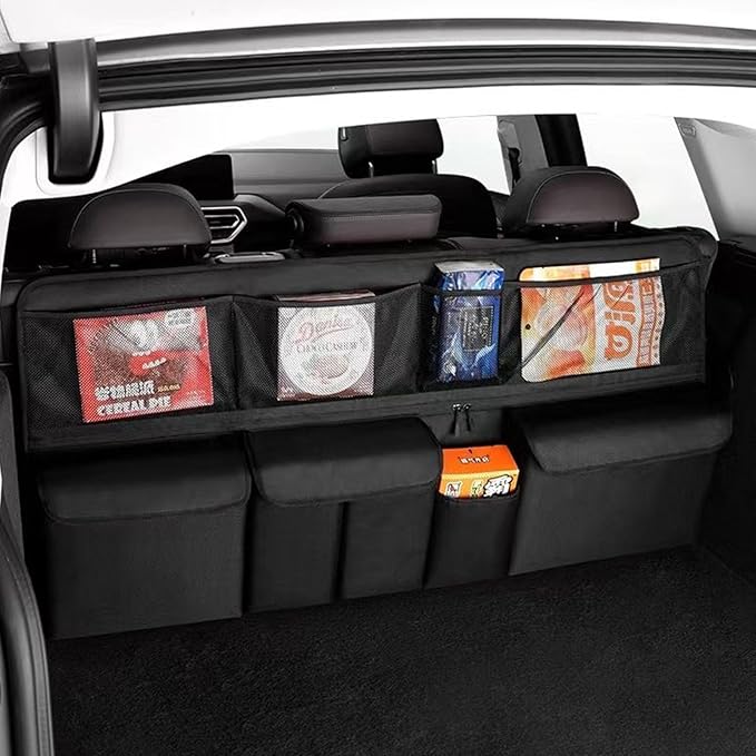 QIANKUNBAG Car Trunk Organizer, LARGE CAPACITY(41 x 20 in) Car Storage Bag with 9 Pockets, 9X Upgraded Trunk Storage Organizer for Car, SUV, Truck, Jeep，MPV- Black