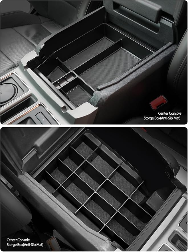 ELECFRESH 2PCS Center Console Organizer for 2024 2023 2022 2021 Ford F150 Accessories, Armrest Storage Box and 16-Compartments Divider for Ford F150 (Not fit for 2025 2026)