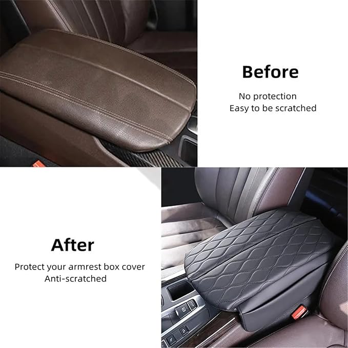 Center Console Cover,Compatible with BMW X5 F15 2014-2018 X6 F16 2015-2019 Car Armrest Box Pad Soft Leather Elbow Support Arm Rest Cushion(Cognac)