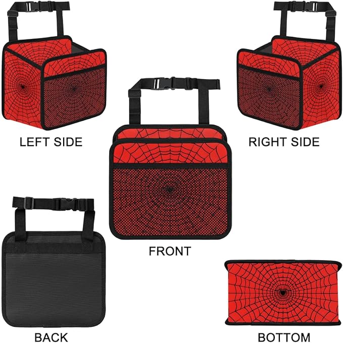 Car Backseat Organizer, PU Leather Back of Seat Cars Hanging Organizer with Pockets Leakproof Car Garbage Bag Hanging Cars Seat Storage Box Travel Accessories Foldable (Web)