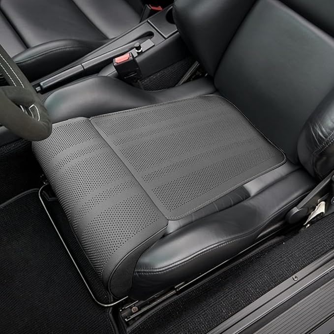 JOJOCY Car Seat Leg Extender Support Cushion, Upgraded Leather & Memory Foam Leg Rest Pad for Drivers, Office Chairs, Buses, Trains, Universal Fit, Breathable, Anti-Slip