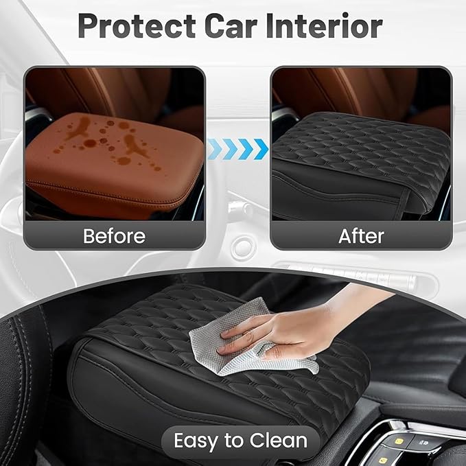 OUTMX Car Center Console Cover for 2005-2015 Toyota Tacoma, PU Leather Auto Center Console Pad Car Armrest Cushion Car Interior Accessories,Grey