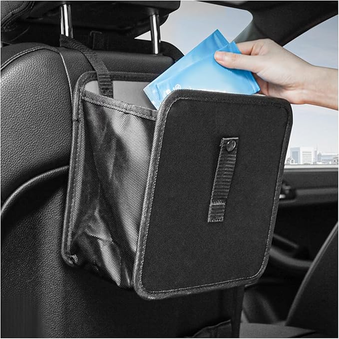 Foldable Car Trash Can, Waterproof Large Capacity Automotive Hanging Trash Bin, Leakproof Auto Garbage Bag Storage Container for All Vehicles, Interior Car Accessories (Large)