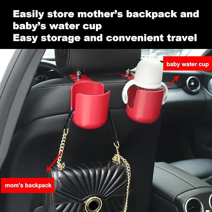 Cup Holder for Car, Back Seat Cup Holders for Cars Hanging Mount Drink Water Bottle Storage Holder Vehicle Beverage Organizer Auto Interior Organizer for Trash Bag, Clothing, Bottles