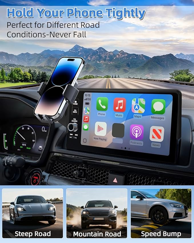 PZK Car Phone Holder for Hyundai Elantra 2021-2025 SE/SEL/Sport/Limited/N Line Accessories 8-Inch/10.25-Inch Screen Auto Lock Car Phone Mount 360° Rotation Phone Cradles Not Affect Air Vent