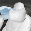 Upgraded Car Seat Neck Pillow - Adjustable Height Headrest Cushion - for Tesla Models 3/Y/S/X High Elastic Pearl Cotton Interior and Ventilated Nappa Leather - Neck Pain Relief (1 Pack White)