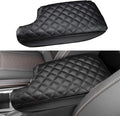 INTGET Car Center Console Armrest Cover for Subaru Crosstrek Accessories 2018-2022 2023 Impreza 2017-2023 Leather Arm Rest Box Lid Cover Seat Protector (Black with Cushion)