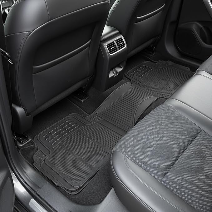 3 Pieces Universal Trim-to Fit Automotive Floor Mats Waterproof All Weather Car Mats Heavy Duty Rubber Car Mats for Cars Sedans SUVs Trucks