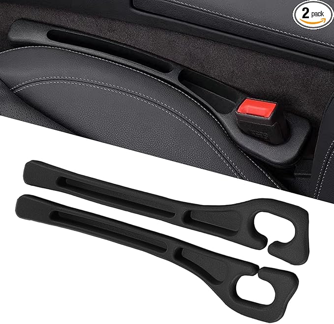 Car Seat Gap Filler Set of 2, Multifunctional Seat Side Gap Seam Filler Organizer with Phone Holder, Universal Fit Fill The Gap Between Seat & Console for Car, SUV, Truck