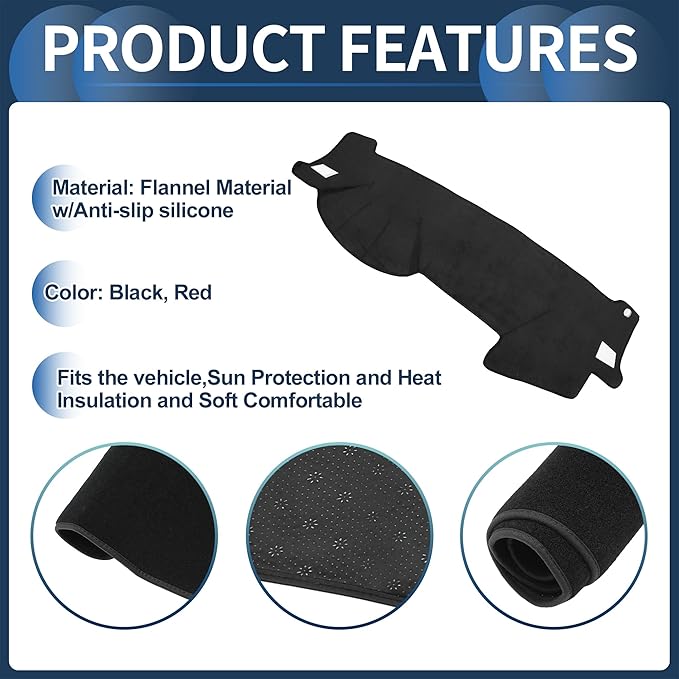 Dash Cover, Center Console Non-Slip Dashboard Carpet Mat for Subaru Outback 2005-2009 Flannel Black,1Pc