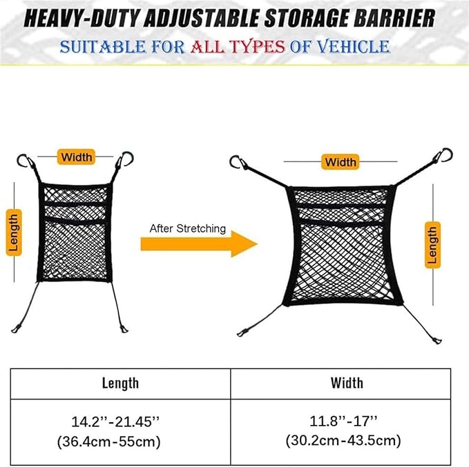 Car Mesh Organizer 3-Layer for Mazda CX-30 2020-2023, Elastic Seat Back Net Bag with Pet Barrier Purse Tissue Holder for Backseat Storage