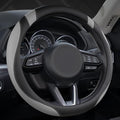 West Llama Microfiber Leather Car Steering Wheel Cover Universal Fit 15-15.5 inch SUV,Sedan,Car,Trucks(Black+Gray-M-Large Size)