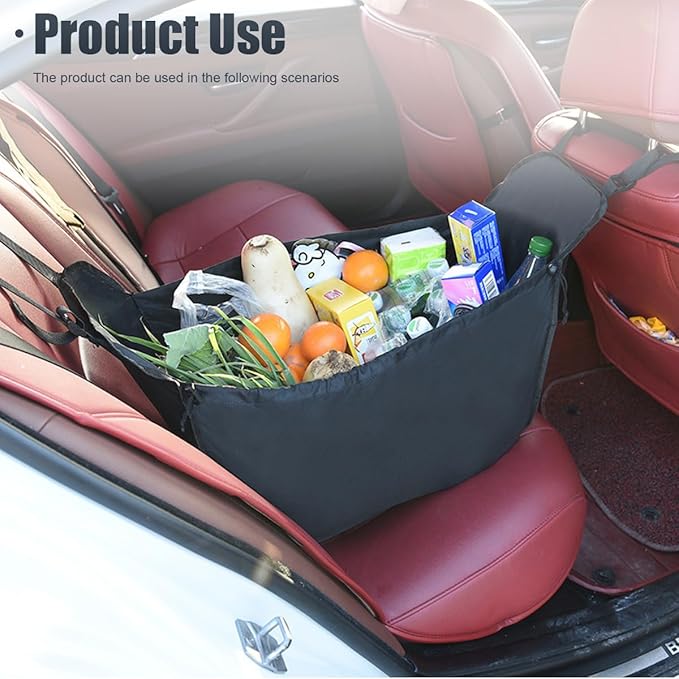 Car Seat Organizer, Oxford Cloth Backseat Car Storage Bag with Drawstrings, Large Capacity Passenger Seat Organizer, Hammock Foldable Hanging Travel Bag for Road Trip (2PCS)