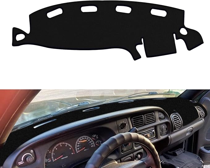 x xotic tech Center Console Dashboard Mat Pre-Cut Non-Slip Sunshield Sun Glare Protector Dash Carpet Pad Black Cover Compatible with Dodge Ram 1500 2500 3500 1998-2001
