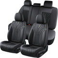 FLORICH Universal Leather Car Seat Protector, 5-Seat Set, Black Automotive Accessories for Sedan SUV Pick-up Truck