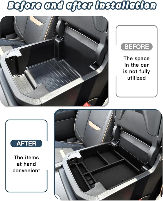 Ruiya 2026 GMC Yukon Denali Center Console Organizer Compatible with 2021-2026 Chevy Tahoe/Suburban(Premier/High Country) & Yukon/Yukon XL(Denali/Denali Ultimate)(Only Fit for Power Sliding Console)