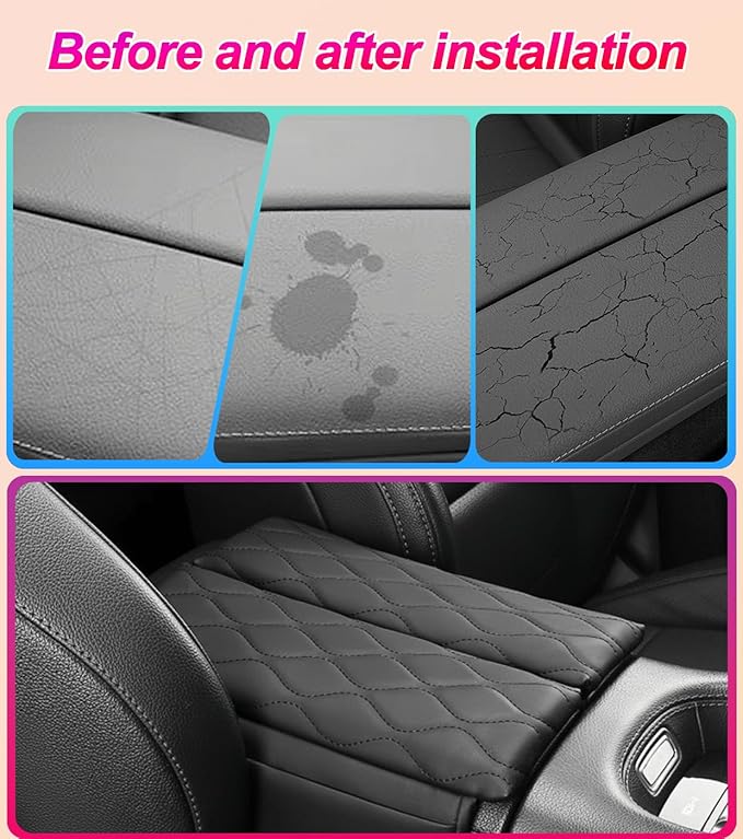Egreat Center Console Armrest Cover for Mercedes Benz GLE 350 450 W167, GLS 450 X167 2020-2025, Leather Armrest Console Cover with Side Storage Pockets (for GLE GLS)