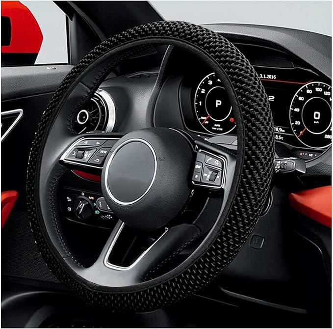 Car Steering Wheel Cover, 15 Inches Automotive Steering Wheel Protector, Elastic Stretch Steering Wheel Cover for Most Vehicles, Universal Interior Decor Car Accessories (Black)