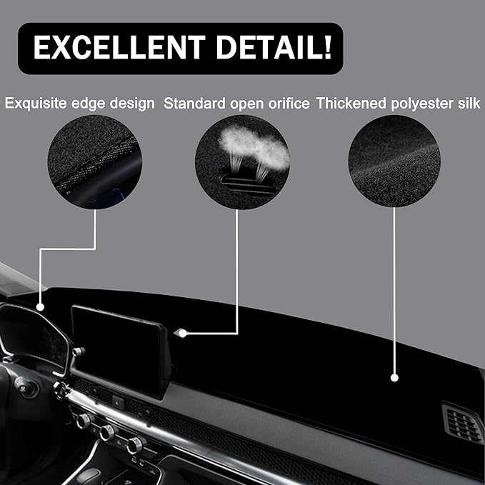 Dash Cover for Honda CR-V CRV Accessories 2023 2024 2025 2026 Dashboard Cover Center Console Dash Mat Carpet Protector Sunshield No Glare Non-Slip Pad Custom Fit, Black Trim