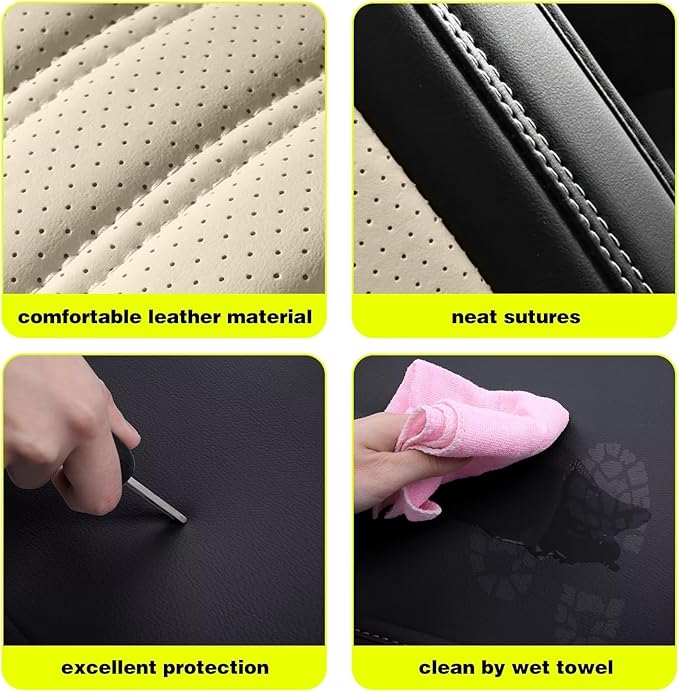 TTX Car Seat Covers 2 Front Seats Fit for Cadillac STS 2013-2018 Breathable Leather Seat Protector with Airbag Compatible Automotive Seat Cushions Cover with Beautiful Patterns (Beige)