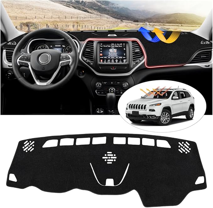 CARTIST Dash Cover Fits for Jeep Cherokee 2014-2023 (NOT for Grand Cherokee) (Only Fits Cherokee Latitude) Dashboard Cover Mat for Cherokee Accessories