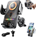 2026 New Cool Car Wireless Fast Charging Phone Holder, High Intelligent 2 in 1 Wireless Charging Rotating Car Mount, Auto-Clamping Dashboard Cars Bracket with Charger Station for All Smart Phone (A+)