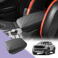 Center Console Cover Compatible with 2024 2025 Ford Ranger Accessories 2025 Ranger XL/XLT/Lariat/Raptor Armrest Console Cover Soft Leather,Thick Black