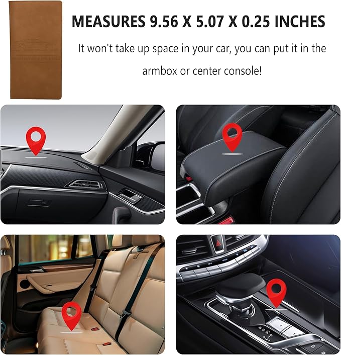 Car Registration and Insurance Holder,PU Leather Car Glove Box Organizer Car Document Holder for ID,Driver's License,Universal Car Organizer Car Accessories for Women/Men(Brown)