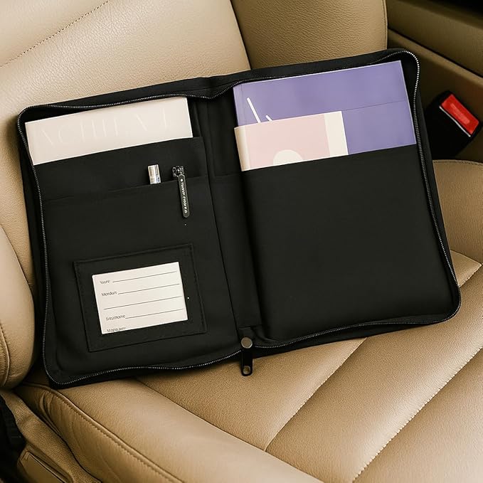 Car Glove Box Compartment Organizer, Oxford Cloth Multipurpose Vehicle Document Registration and Insurance Holder, Soft Automotive Zippered Storage Pouch, Universal for SUV RV Sedan