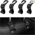 4PCS Bling Car Seat Headrest Hooks, Auto Back Seat Hanging Storage Organizer for Purse Handbag Coat, Rhinestone Vehicle Seat Hanger Holder for Women Girls, Car Accessories (Black)