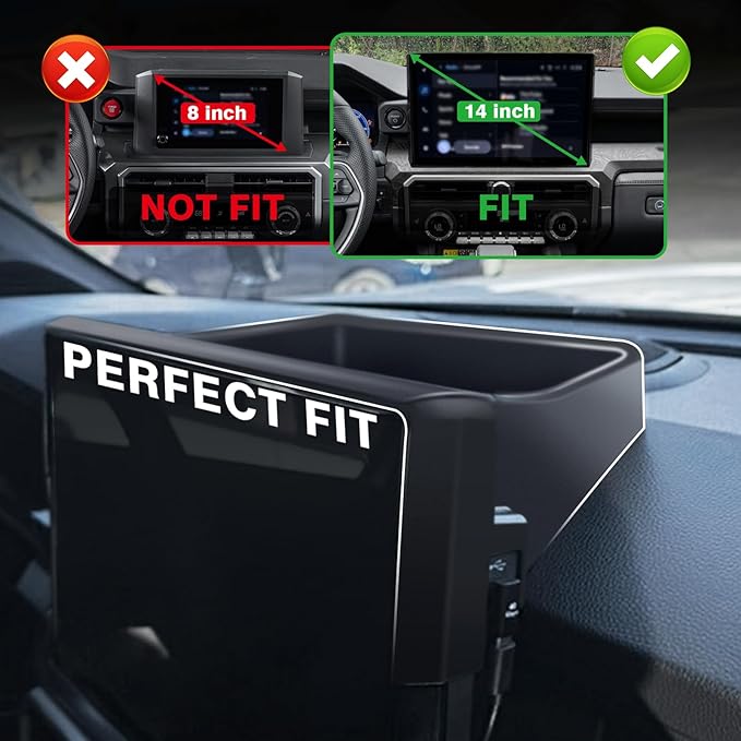 Muslogy Dashboard Storage Box Compatible with 2024 2025 Tacoma & 2025 4Runner Accessories Center Console Organizer w/14-inch Screen for Limited Trailhunter TRD Pro (14 Inch Screen Only) (Red)