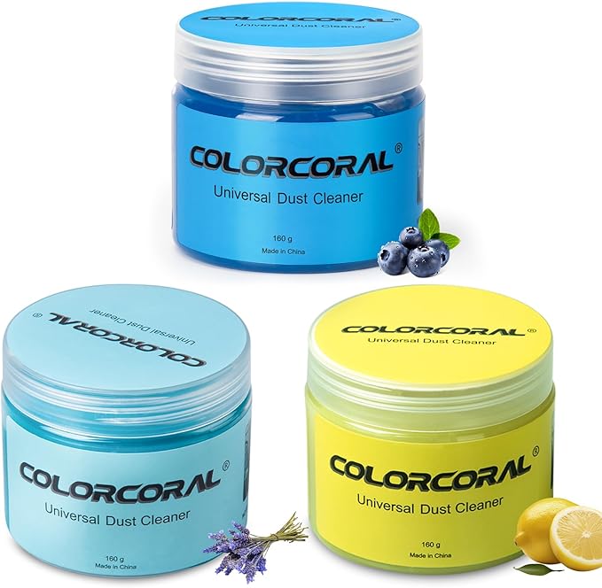 COLORCORAL Car Cleaning Gel 3Pack, Clean Putty for Cleaning for Cars Interior, Home Cleaning Supplies- Reusable Durable, Auto Detailing Tools for Keyboard Vent Cleaner Slime(480g/11.8oz)