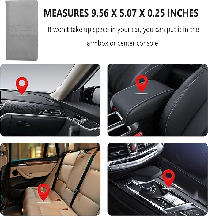 Car Registration and Insurance Holder,PU Leather Car Glove Box Organizer Car Document Holder for ID,Driver's License,Universal Car Organizer Car Accessories for Women/Men(Gray)