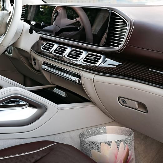 Trendy Girly Lotus Silver Car Trash Can Leak Proof Hanging Waterproof Garbage Can Multipurpose Trash Bin for Car SUV Front Seat Headrest Collapsible and Portable Storage Pocket