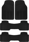 BDK 3-Row ProLiner Original Heavy Duty 4pc Front & Rear Rubber Floor Mats for Car SUV Van (Fits 3rd Row Vehicles) - All Weather Protection Universal Fit (Black)