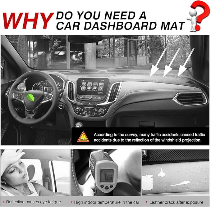 CARTIST Dashboard Cover Mat for 2018-2022 2023 2024 Chevy/Chevrolet Equinox Accessories Dash Cover Flannel Dash Mat Sunshade Glare UV Rays Protector