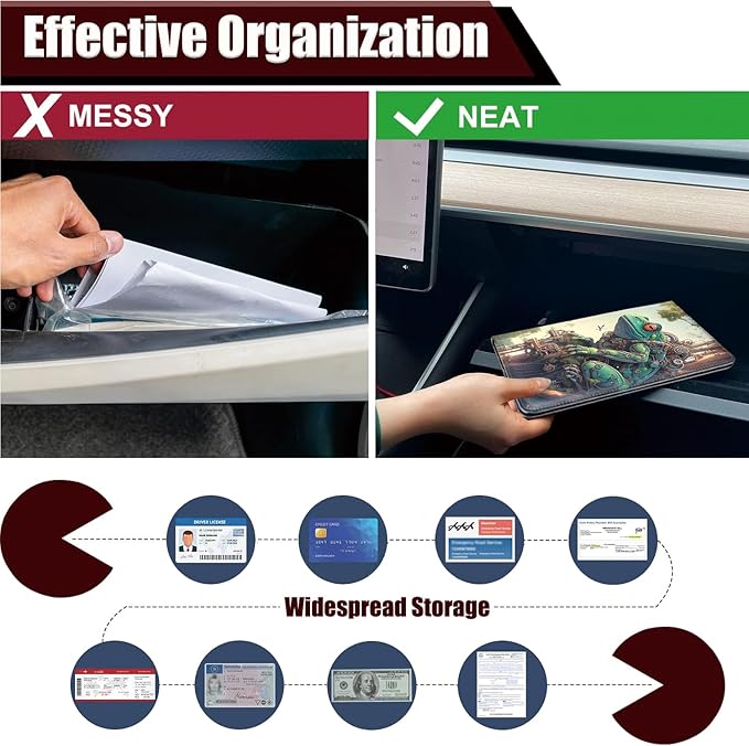 Car Registration and Insurance Holder, PU Leather Auto Document Holder for Men&Women, Vehicle Glove Box Compartment Organizer with Magnetic Shut for Driver's License, Mechanical Frog Pattern