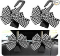2 PCS Car Seat Headrest Hooks, Cute Bow Shaped Vehicle Backseat Storage Hooks, Leather Bow Shaped Sturdy Car Seat Back Hooks for Purses/Coats/Umbrellas, Car Accessories (Houndstooth)