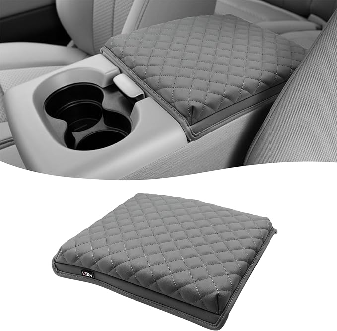 KBH Center Console Armrest Cover for Ford F150 2004 2005 2006 2007 2008 2009 2010, 40/20/40 Jump Seat, Middle Console Cushion Thick Pad, Vinyl Leather Trim, Anti-Scratch, Gray