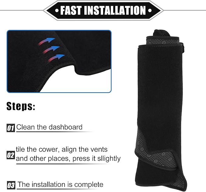Dashboard Cover Compatible for Cadillac CTS 2004-2009, Non-Slip Polyester Black Dash Cover Mat Dash Board Protector Cover