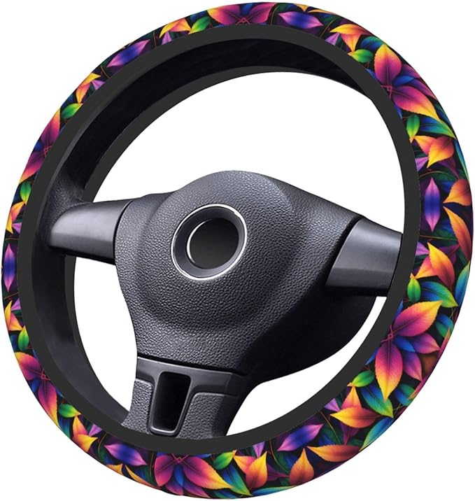 Neoprene Steering Wheel Cover Leaves Pattern Car Steering Wheel Cover Universal Fit for Most Cars
