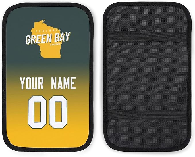 Custom Football Car Armrest Covers Universal Auto Center Console Pad Car handrail Box Cushion Personalized Add Name & Number Fans Gift Fit Suit for SUV Truck Sedan Van