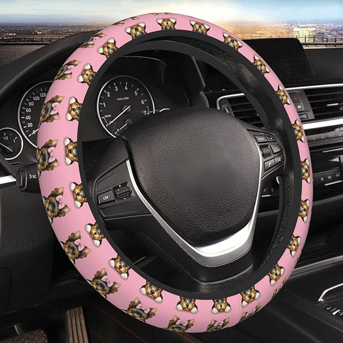 Neoprene Steering Wheel Cover Puppy Dogs Car Steering Wheel Cover Universal Fit for Most Cars