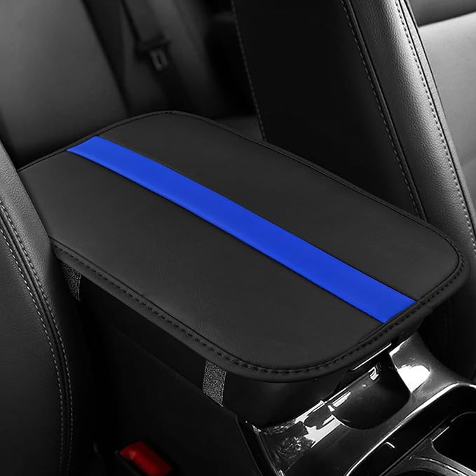 Car Center Console Cushion Pad, Arm Rest Cover for Car, Leather Waterproof Auto Armrest Seat Box Protector, Auto Armrest Storage Box Accessories Fits for Most Vehicles, SUVs, Trucks (Blue)