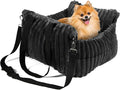HOMLOVE Dog Car Booster Seat, for Small Dogs Under 30 lbs, Detachable Washable Travel Bed with Storage Pockets and Safety Belt (Black, Medium)