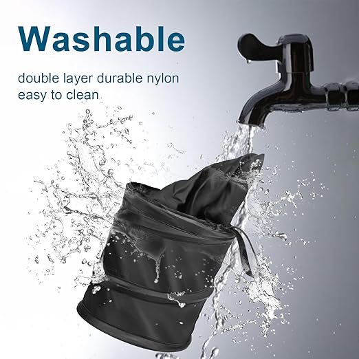 Kincown Car Trash Can, 2 Packs Mini Collapsible Pop-up Car Garbage Can, Waterproof Hanging Car Trash Bag with Velcro, Car Trash Bin, Black